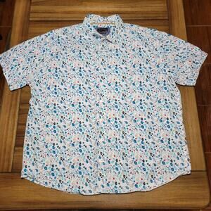 Gentlemen's Outfitters Full Button White Floral Shirt - Size 2XL